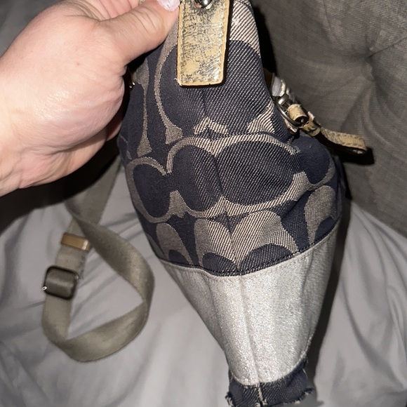 COPY - Vintage coach monogrammed black and silver and tan crossbody so cute adj… - Picture 4 of 13